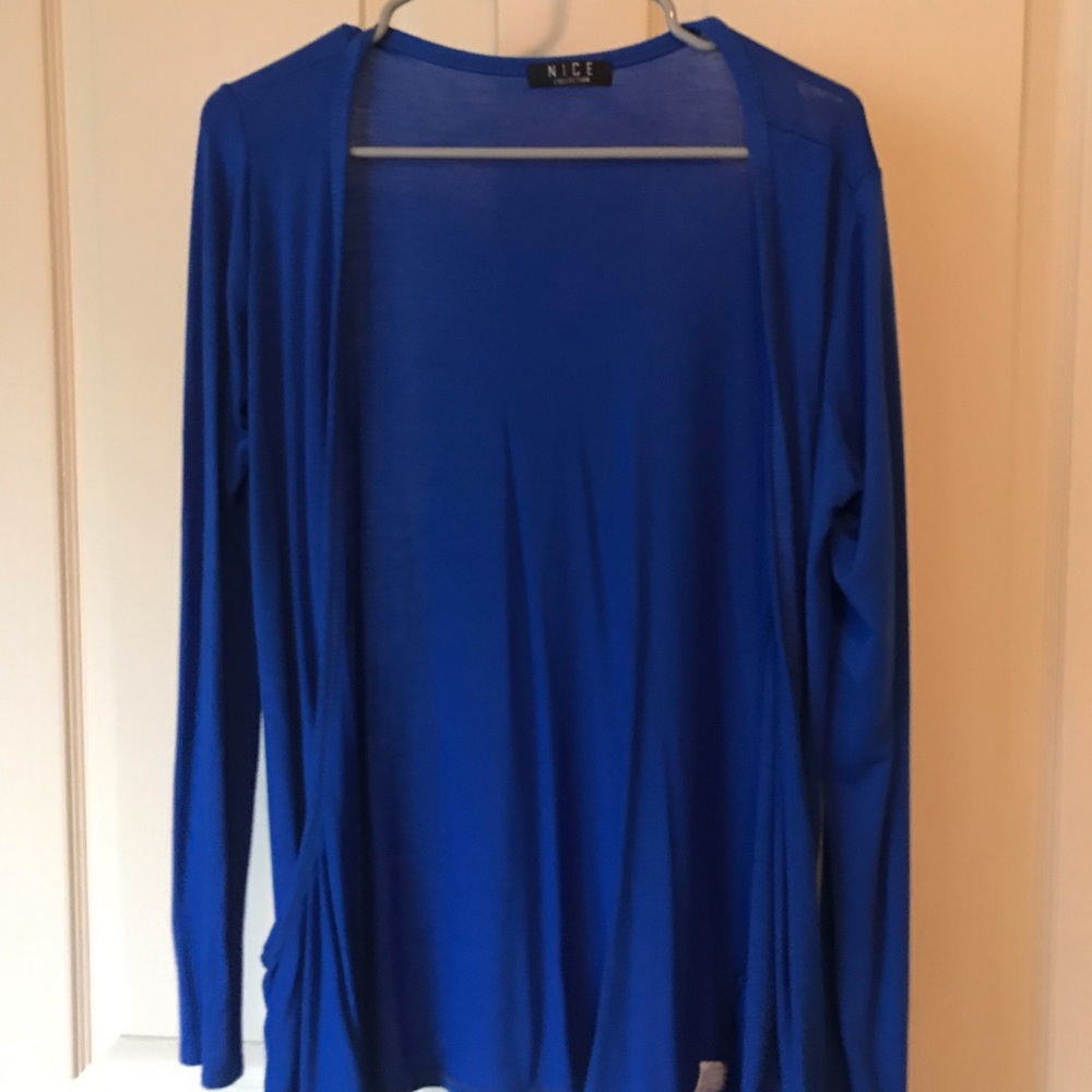 Three light weight cardigans! Blue, tan, grey.